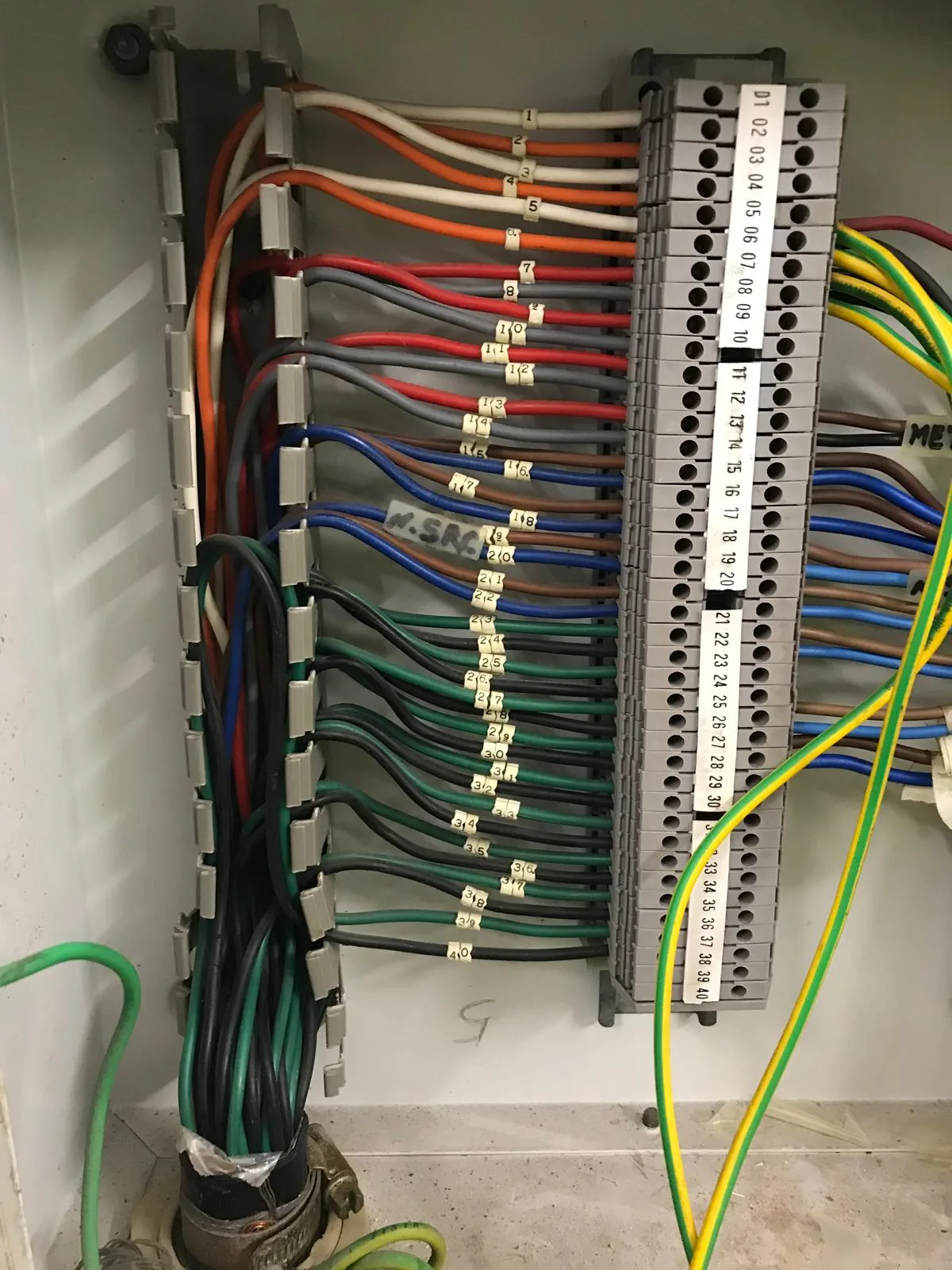 HV cable jointing in progress on a three-core XLPE cable, conductor screen being reinstated